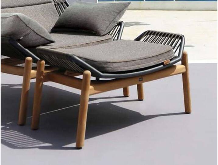 Zebra Pollux Loungehocker Aluminium/Teak Dunkelgrau von garten&freizeit.de