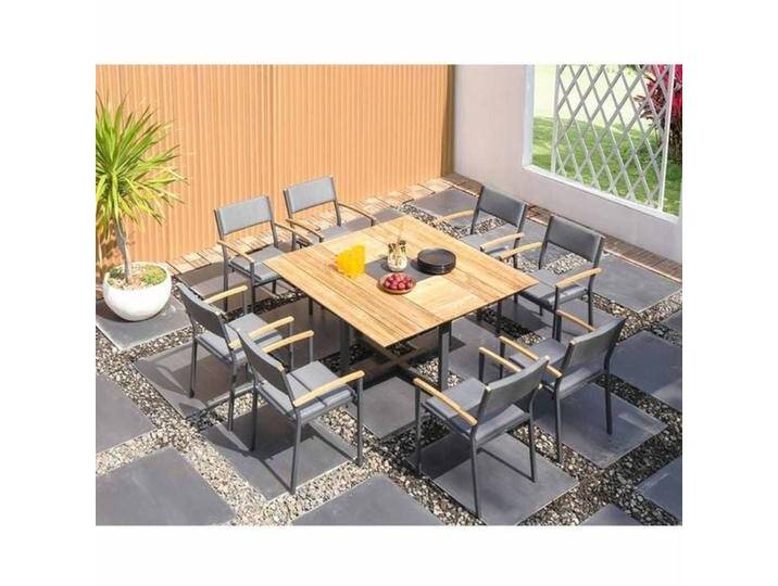 Zebra Quadux Gartenmöbel-Set XL (8 Plätze) Tisch 140x140cm Natur Dunkelgrau von garten&freizeit.de