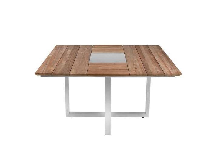 Zebra Quadux Tisch 140x140 cm Edelstahl/Teak Hellgrau von garten&freizeit.de