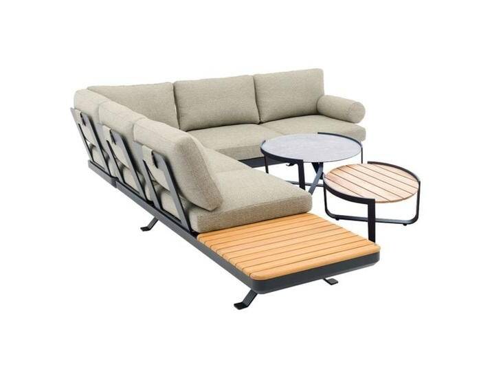 Zebra Sky Ecklounge verstellbar inkl. Loungetisch Aluminium/Sunproof Natur Dunkelgrau von garten&freizeit.de