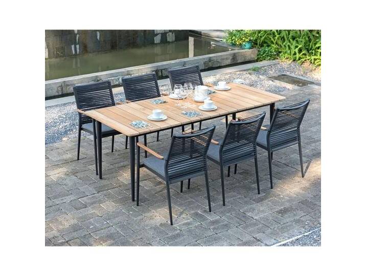 Zebra Spider Gartenmöbel-Set L (6 Plätze) Tisch 210x90cm Dunkelgrau Braun von garten&freizeit.de