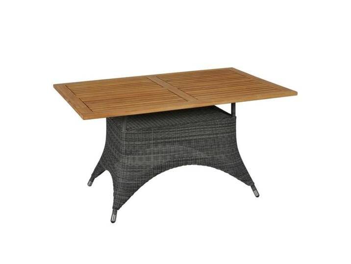 Zebra Status Gartentisch 140x90cm Geflecht/Teak Schwarz Braun von garten&freizeit.de