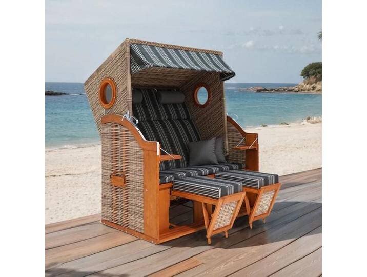 deVries Pure Wave XL Strandkorb Geflecht/Pinie Des. 423 Dunkelgrau von garten&freizeit.de
