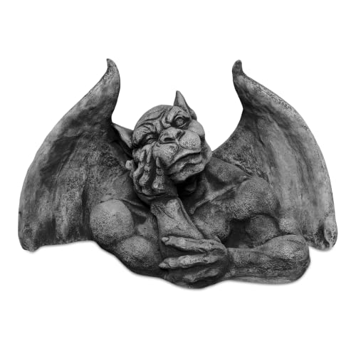 gartendekoparadies.de Torwächter Gargoyle, Steinfigur, H. 28 cm, 20 kg, Grau, frostsicher aus Steinguss für Außenbereich von gartendekoparadies.de