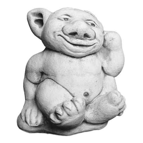 gartendekoparadies.de Massive Steinfigur XXL Troll Modell Finger im Ohr Gnom Wichtel Kobold, Höhe 26 cm, Grau, 14 kg, Figur aus Steinguss frostsicher für den Außenbereich von gartendekoparadies.de