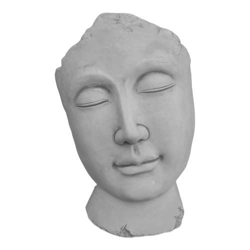 gartendekoparadies.de Büste Skulptur Gesicht, H. 59 cm, 48 kg, Grau, frostsicher aus Steinguss für Außenbereich von gartendekoparadies.de