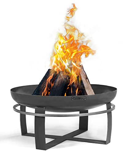 gartendekoparadies.de Edle Feuerschale mit Ringfuß – Runde Feuerstelle & Grill – Handgefertigt aus Stahl, stabil & wetterfest, transportabel (60 cm) von gartendekoparadies.de