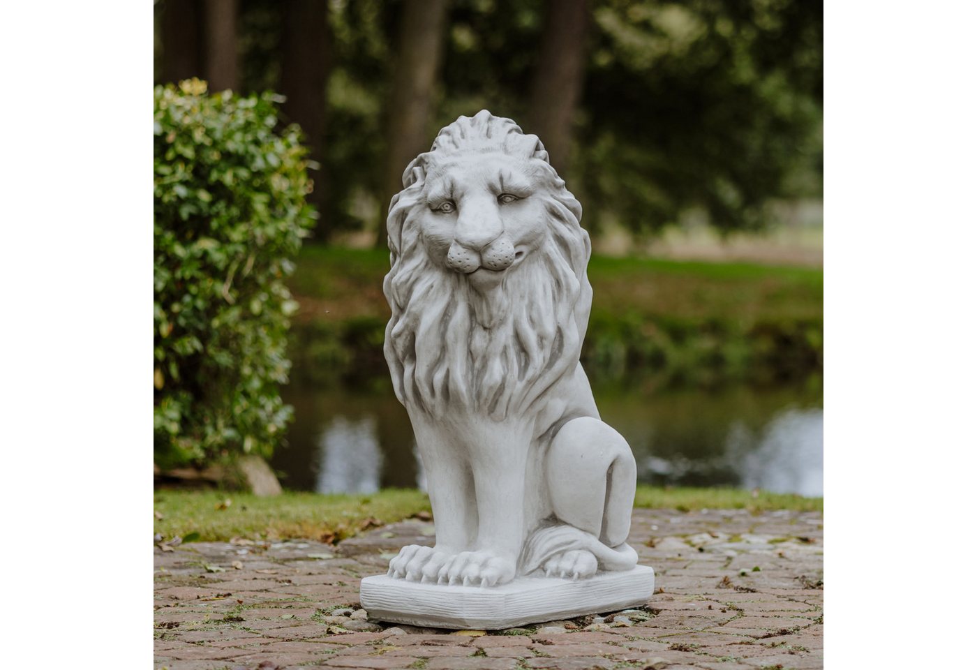 gartendekoparadies.de Gartenfigur Große Löwen Statuen Leo, H. 92 cm, je 198 kg (Löwen-Set), (1 St., 2er-Set), Frostsicher von gartendekoparadies.de
