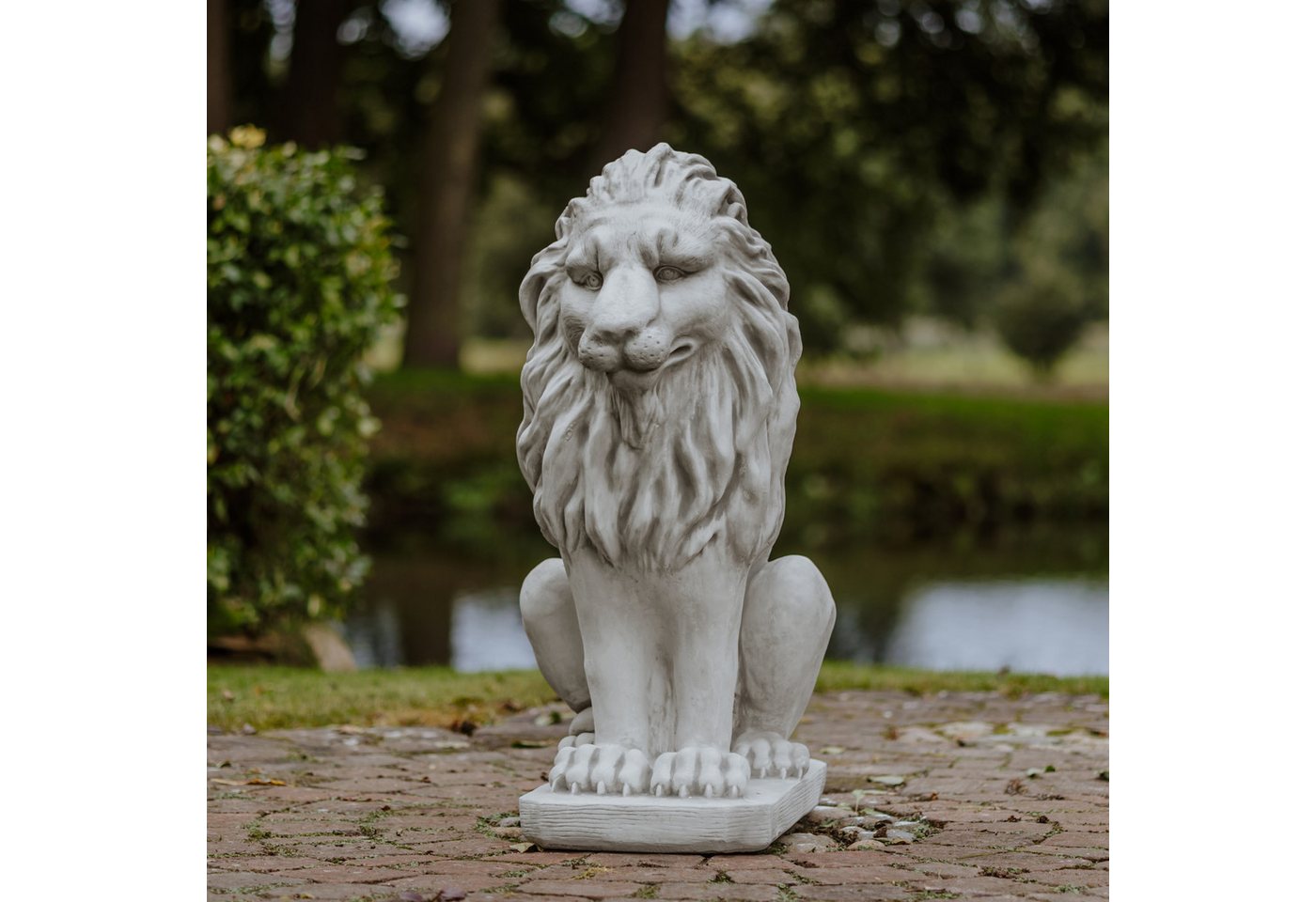gartendekoparadies.de Gartenfigur Große Löwen Statuen Leo, H. 92 cm, je 198 kg (Löwen-Set), (1 St., 2er-Set), Frostsicher von gartendekoparadies.de