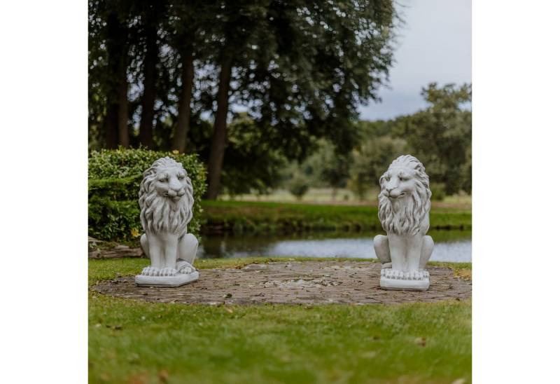 gartendekoparadies.de Gartenfigur Große Löwen Statuen Leo, H. 92 cm, je 198 kg (Löwen-Set), (2 St., 2er-Set), Frostsicher von gartendekoparadies.de