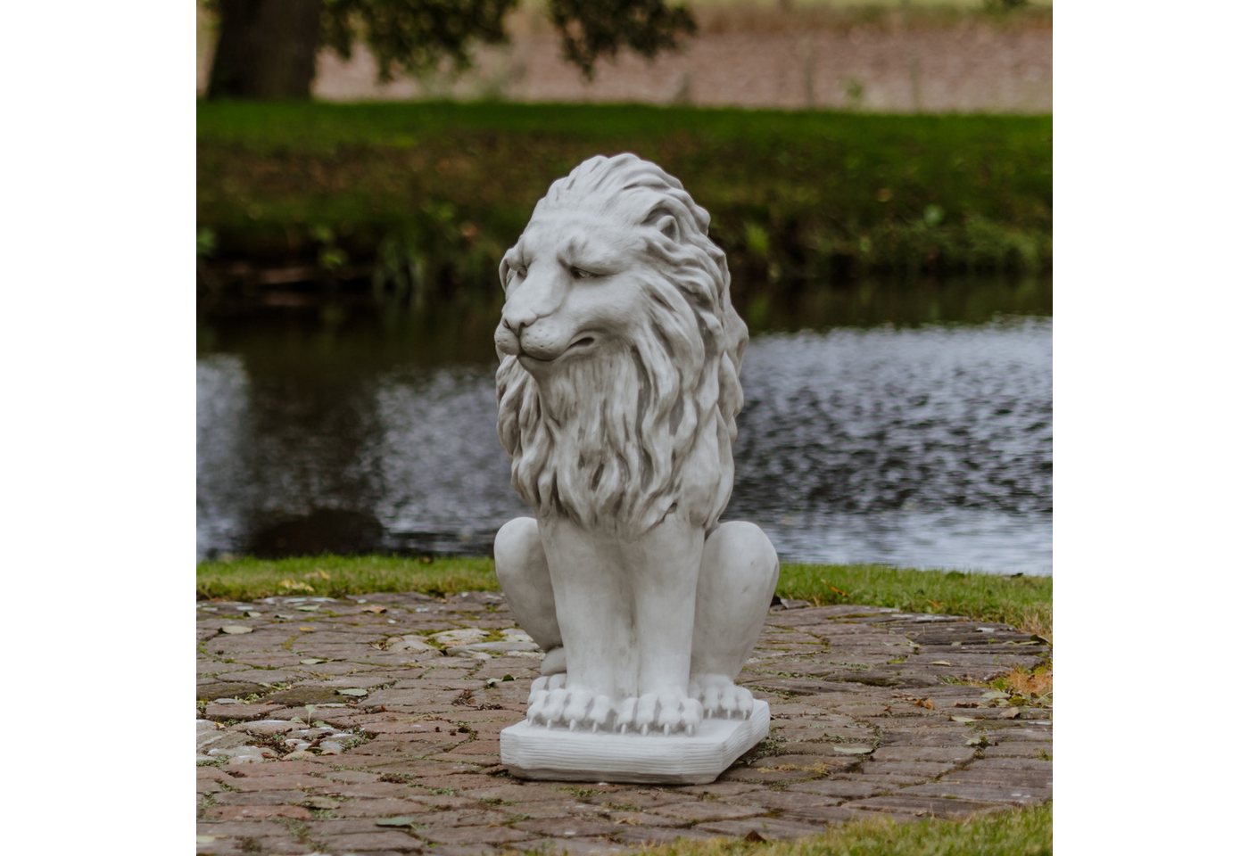 gartendekoparadies.de Gartenfigur Große Löwen Statuen Leo, H. 92 cm, je 198 kg (Löwen-Set), (1 St., 2er-Set), Frostsicher von gartendekoparadies.de