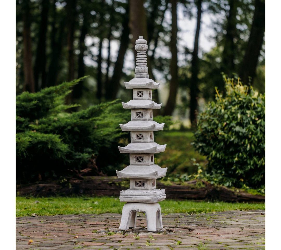 gartendekoparadies.de Gartenfigur Japanische Pagode mit fünf Dächern Steinlaterne, H. 123 cm, 60 kg, Frostsicher von gartendekoparadies.de