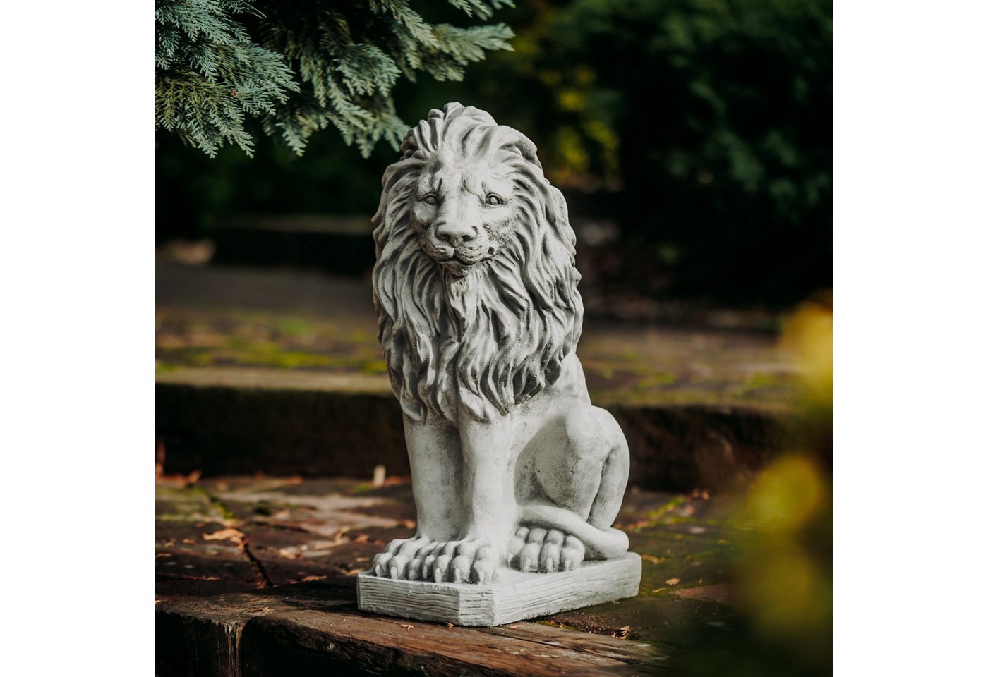 gartendekoparadies.de Gartenfigur Löwen Satuen Steinfiguren 2er-Set, H. 53 cm, 78 kg, (1 St., 2er-Set), Frostsicher von gartendekoparadies.de