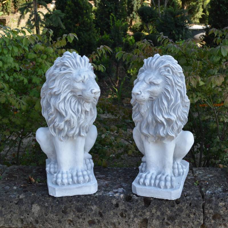 gartendekoparadies.de Gartenfigur Löwen Satuen Steinfiguren 2er-Set, H. 53 cm, 78 kg, (1 St., 2er-Set), Frostsicher von gartendekoparadies.de