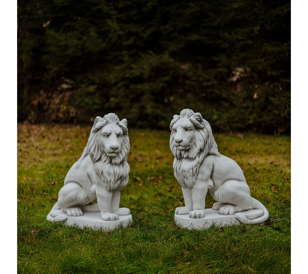 gartendekoparadies.de Gartenfigur Löwen Statue Max, Steinfiguren, H. 95 cm, 460 kg, (2er-Set), Frostsicher von gartendekoparadies.de