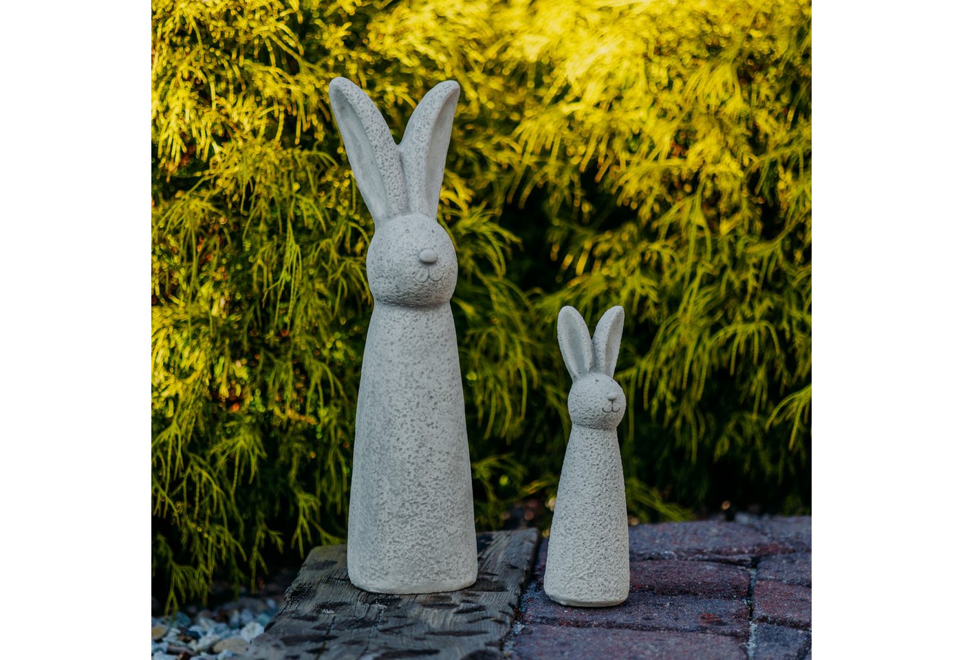 gartendekoparadies.de Gartenfigur Lustige Hasen, Osterhasen, 2er-Set - Deko, Steinfiguren, H. 50 / 30 cm, (2er-Set), Frostsicher von gartendekoparadies.de