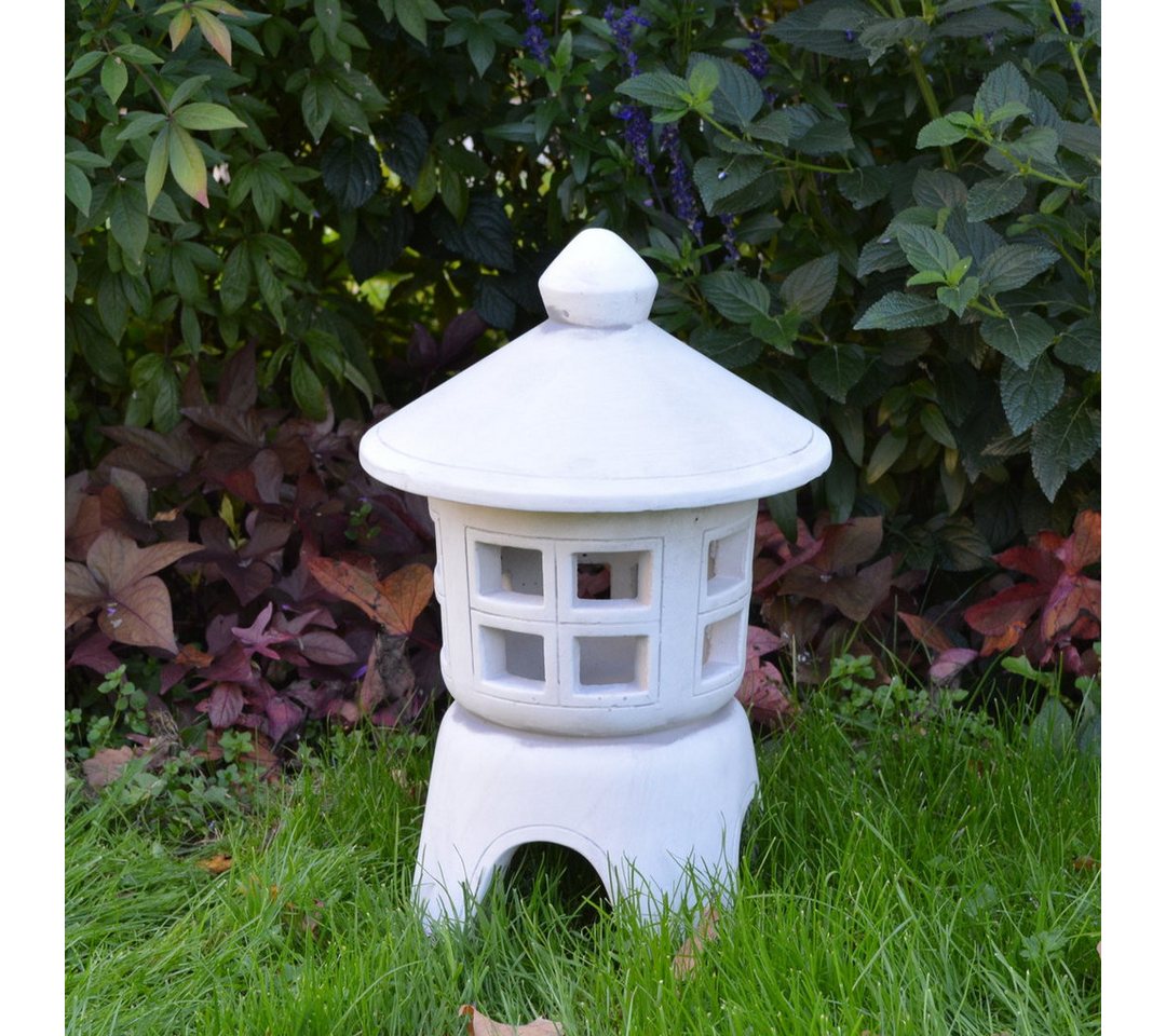 gartendekoparadies.de Gartenfigur Runde Oki-Gata japanische Steinlaterne, H. 45 cm, 15 kg, Frostsicher von gartendekoparadies.de