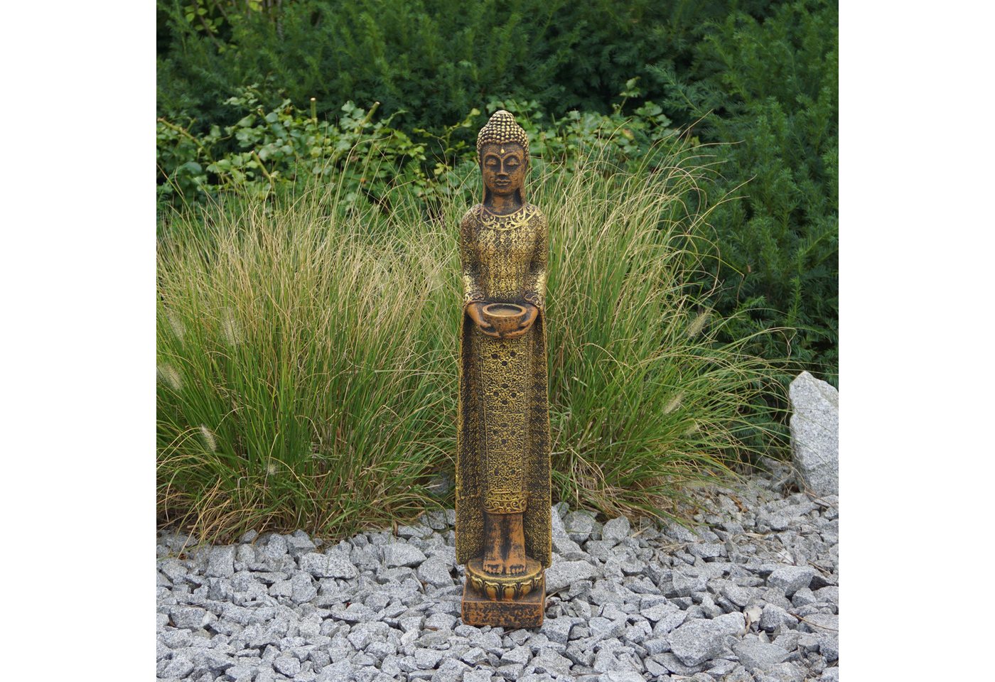 gartendekoparadies.de Gartenfigur Schlanke Buddha Statue, Steinfigur, H. 66 cm, 8 kg, Frostsicher gartendekoparadies.de Gartenfigur Schlanke Buddha Statue, Steinfigur, H. 66 cm, 8 kg, Frostsicher von gartendekoparadies.de