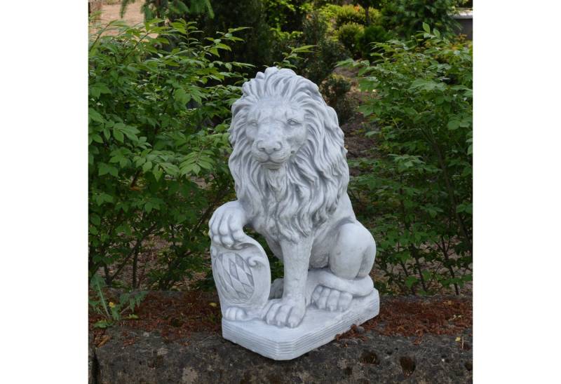 gartendekoparadies.de Gartenfigur Statuen Löwen - Paar mit Schild, 2er-Set, H. 54 cm, je 40 kg, (1 St), Frostsicher von gartendekoparadies.de