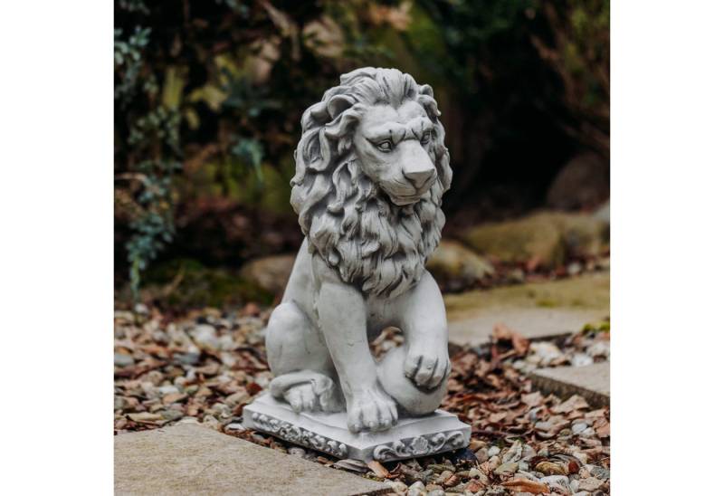 gartendekoparadies.de Gartenfigur Statuen Löwen mit Kugel, Steinfiguren 2er-Set, H. 47 cm, je 21 kg, (1 St), Frostsicher von gartendekoparadies.de