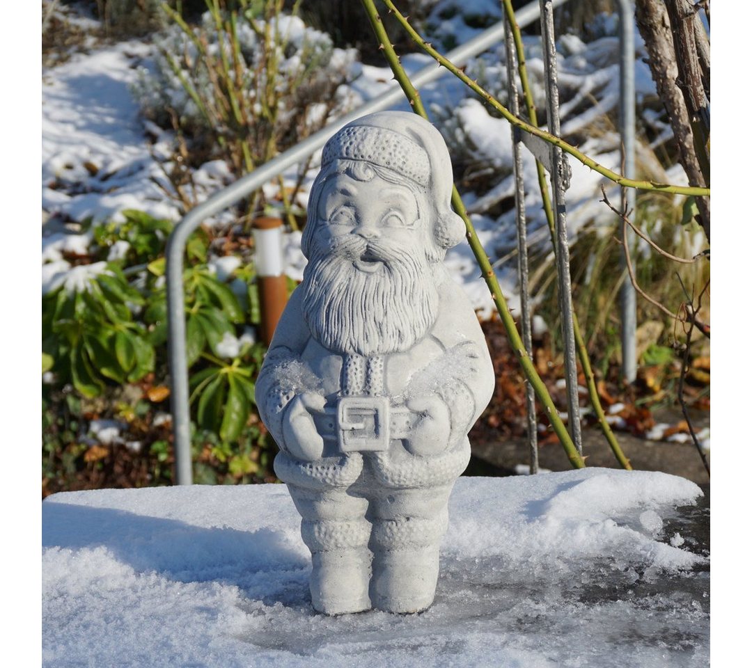 gartendekoparadies.de Gartenfigur Massive Steinfigur Nikolaus Weihnachtsmann Santa Claus, Höhe 30 cm, 10, Frostsicher von gartendekoparadies.de