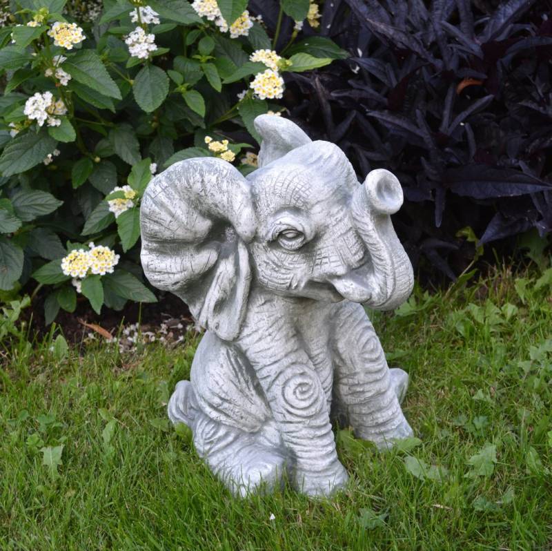 gartendekoparadies.de Gartenfigur Lustiger Elefant, H. 28 cm, 10 kg, Frostsicher von gartendekoparadies.de