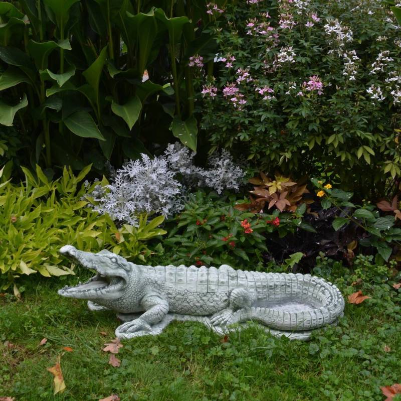 gartendekoparadies.de Gartenfigur Statue Krokodil, Steinfigur, H. 28 cm, 39 kg, Frostsicher von gartendekoparadies.de
