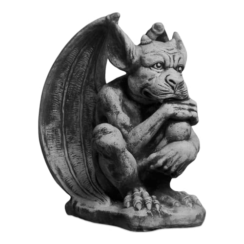 gartendekoparadies.de Gargoyle der Wächter, Steinfigur, H. 40 cm, 21 kg, Grau, frostsicher aus Steinguss für Außenbereich von gartendekoparadies.de