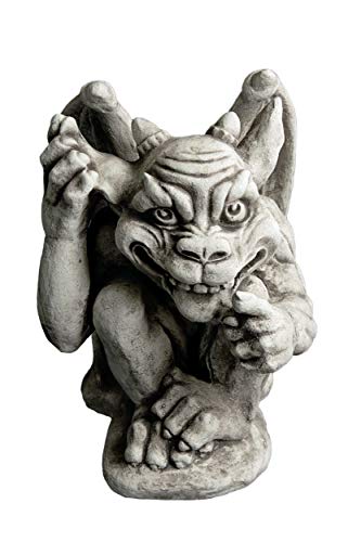 gartendekoparadies.de Torwächter Gargoyle, Steinfigur, H. 38 cm, 25 kg, Grau, frostsicher aus Steinguss für Außenbereich von gartendekoparadies.de