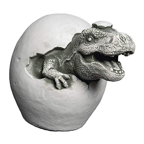 gartendekoparadies.de Dinosaurier schlüpft aus dem Ei Motiv I, Steinfigur, H. 19 cm, 7 kg, Grau, frostsicher aus Steinguss für Außenbereich von gartendekoparadies.de