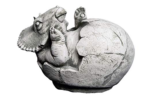 gartendekoparadies.de Dinosaurier schlüpft aus dem Ei Motiv III, Steinfigur, H. 14 cm, 4 kg, Grau, frostsicher aus Steinguss für Außenbereich von gartendekoparadies.de