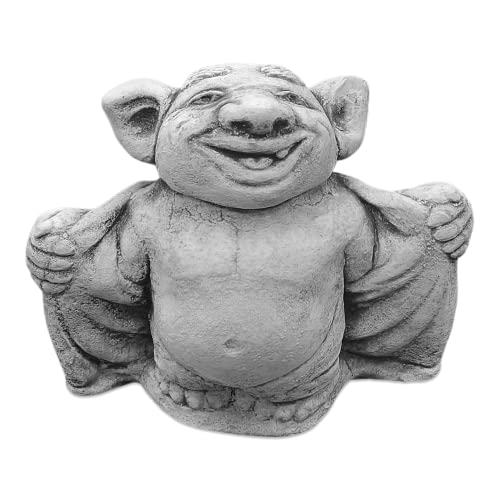 gartendekoparadies.de Massive Steinfigur Modell lustiger Troll Fledermaus Dracula, Höhe 20 cm, Grau, 4 kg, Figur aus Steinguss frostsicher für den Außenbereich von gartendekoparadies.de