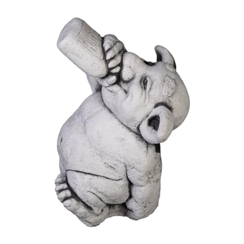 gartendekoparadies.de Lustige Steinfigur Troll Schnapsnase, Höhe 18 cm, Grau, 3 kg aus Steinguss, frostsicher Figur für Innen- und Außenbereich von gartendekoparadies.de