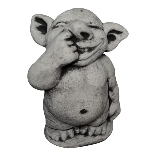 gartendekoparadies.de Lustiger XXL Riesen Troll Modell mit Finger in Nase, Höhe 31 cm, Stellfläche: 21 x 13 cm, Grau, 15 kg Figur aus Steinguss frostsicher für den Außenbereich von gartendekoparadies.de