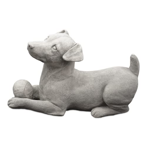 gartendekoparadies.de Jack Russell Terrier Hund, Steinfigur, H. 24 cm, 11 kg, Grau, frostsicher aus Steinguss für Außenbereich von gartendekoparadies.de