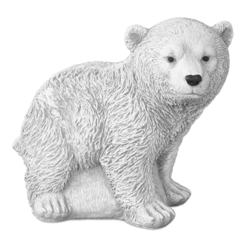 gartendekoparadies.de Eisbär Polarbär, Steinfigur, H. 21 cm, 6,5 kg, Grau, frostsicher aus Steinguss für Außenbereich von gartendekoparadies.de