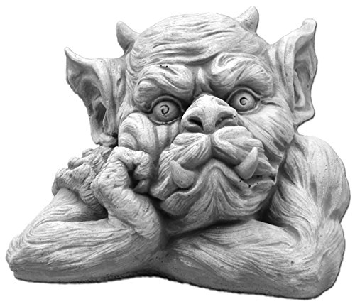 gartendekoparadies.de Gargoyle Büste rechts, Steinfigur, H. 18 cm, 7 kg, Grau, frostsicher aus Steinguss für Außenbereich von gartendekoparadies.de