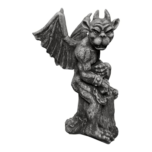 gartendekoparadies.de Gargoyle der Herrscher, Steinfigur, H. 55 cm, 25 kg, Grau, frostsicher aus Steinguss für Außenbereich von gartendekoparadies.de