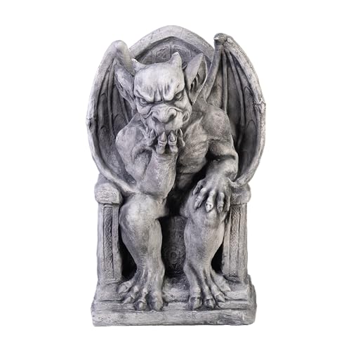 gartendekoparadies.de Gargoyle auf Thron, Steinfigur, H. 47 cm, 35 kg, Grau, frostsicher aus Steinguss für Außenbereich gartendekoparadies.de Gargoyle auf Thron, Steinfigur, H. 47 cm, 35 kg, Grau, frostsicher aus Steinguss für Außenbereich von gartendekoparadies.de