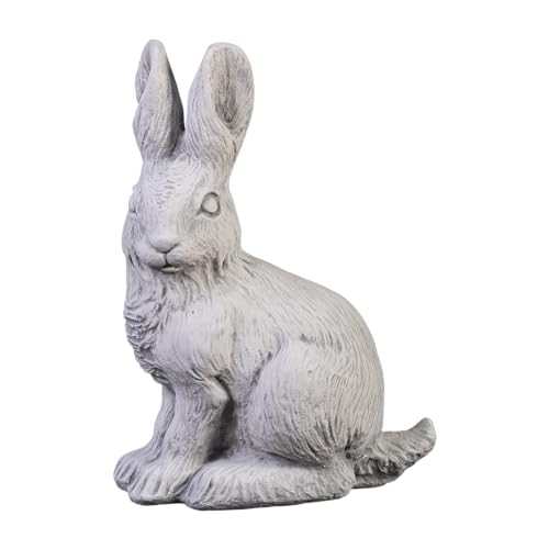 gartendekoparadies.de Sitzender Hase, Steinfigur, H. 30 cm, 4 kg, Grau, frostsicher aus Steinguss für Außenbereich von gartendekoparadies.de