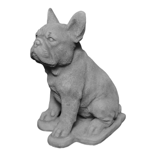 gartendekoparadies.de Hund französische Bulldogge, Steinfigur, H. 31 cm, 9 kg, Grau, frostsicher aus Steinguss für Außenbereich von gartendekoparadies.de