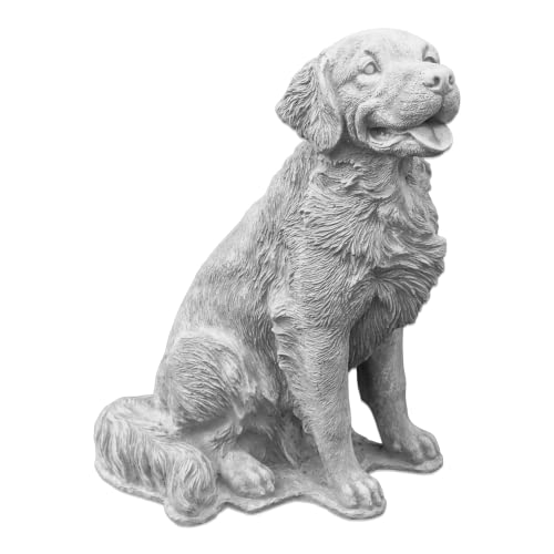 gartendekoparadies.de Statue Golden Retriever, Steinfigur, H. 53 cm, 36 kg, Grau, frostsicher aus Steinguss für Außenbereich von gartendekoparadies.de