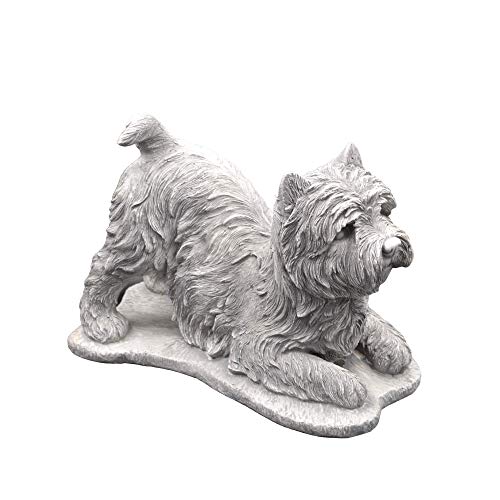 gartendekoparadies.de Hund Yorkshire Terrier, Steinfigur, H. 25 cm, 13 kg, Grau, frostsicher aus Steinguss für Außenbereich von gartendekoparadies.de