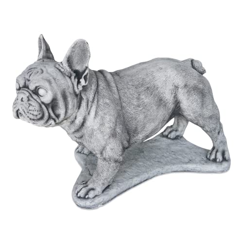 gartendekoparadies.de Französische Bulldogge, Steinfigur, H. 34 cm, 22 kg, Grau, frostsicher aus Steinguss für Außenbereich von gartendekoparadies.de