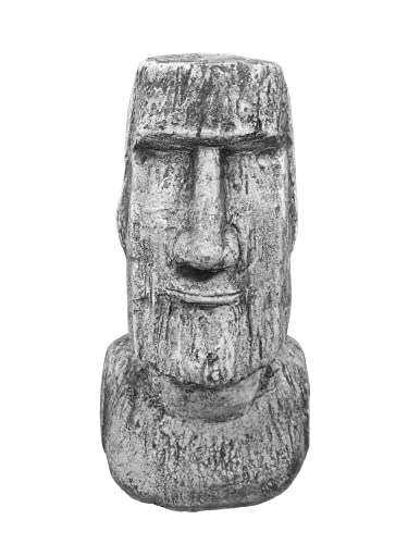 gartendekoparadies.de Moai-Kopf die Stein-Statuen der Osterinsel, Steinfigur, H. 41 cm, 16 kg, Grau, frostsicher aus Steinguss für Außenbereich von gartendekoparadies.de