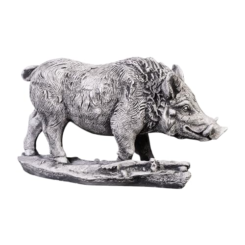 gartendekoparadies.de Kleine Wildschwein - Statue Keiler, Steinfigur, H. 20 cm, 6 kg, Grau, frostsicher aus Steinguss für Außenbereich von gartendekoparadies.de