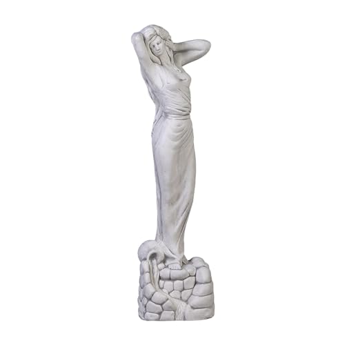 gartendekoparadies.de Statue Venus auf Wasserspiel, Steinfigur, H. 72 cm, 15 kg, Grau, frostsicher aus Steinguss für Außenbereich von gartendekoparadies.de