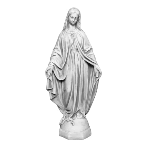 gartendekoparadies.de Statue Madonna Mutter Maria, Steinfigur, H. 63 cm, 16 kg, Grau, frostsicher aus Steinguss für Außenbereich von gartendekoparadies.de