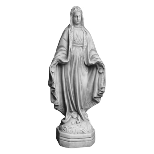 gartendekoparadies.de Statue der Madonna, Steinfigur, H. 69 cm, 22 kg, Grau, frostsicher aus Steinguss für Außenbereich von gartendekoparadies.de