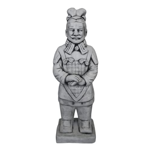 gartendekoparadies.de Statue chinesischer Terrakotta-Krieger, Steinfigur, H. 47 cm, 7 kg, Grau, frostsicher aus Steinguss für Außenbereich von gartendekoparadies.de